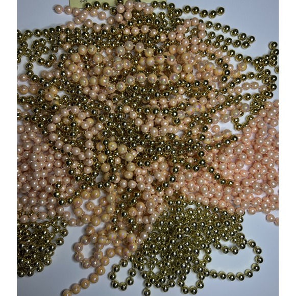 Other - Vintage Bead Garland Pink &‎ Gold & Iridescent Strands Various Lengths